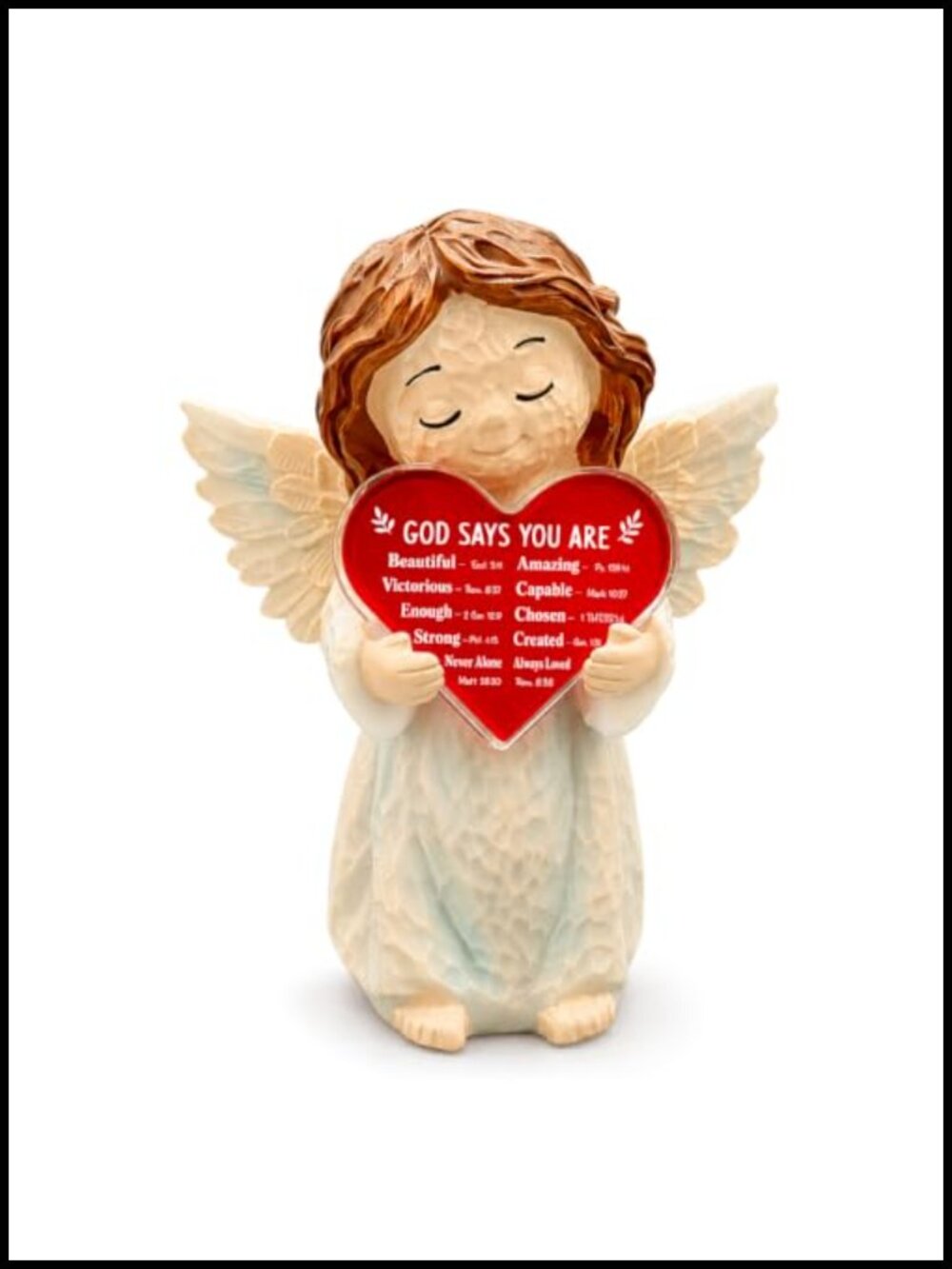 Guardian Angel Figurine with Heart Faith Decor Christian Gift